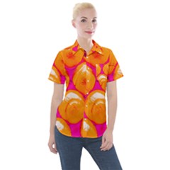 Pop Art Tennis Balls Women s Short Sleeve Pocket Shirt