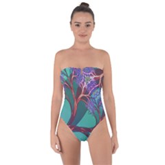 Art Fractal Artwork Creative Tie Back One Piece Swimsuit by Wegoenart