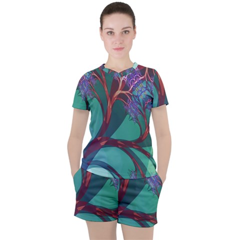 Art Fractal Artwork Creative Women s Tee And Shorts Set by Wegoenart