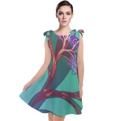 Art Fractal Artwork Creative Tie Up Tunic Dress by Wegoenart