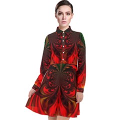 Digital Arts Fractals Futuristic Long Sleeve Chiffon Shirt Dress by Wegoenart