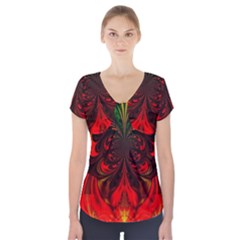 Digital Arts Fractals Futuristic Short Sleeve Front Detail Top by Wegoenart