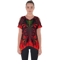 Digital Arts Fractals Futuristic Cut Out Side Drop Tee by Wegoenart