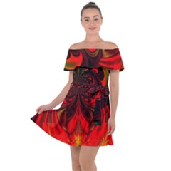 Digital Arts Fractals Futuristic Off Shoulder Velour Dress by Wegoenart