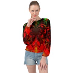 Digital Arts Fractals Futuristic Banded Bottom Chiffon Top by Wegoenart