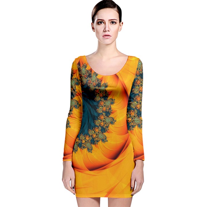 Art Artwork Fractal Digital Art Long Sleeve Velvet Bodycon Dress