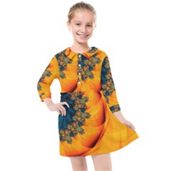 Art Artwork Fractal Digital Art Kids  Quarter Sleeve Shirt Dress by Wegoenart