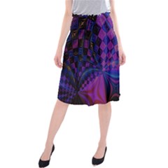 Background Silky Geometric Fractal Midi Beach Skirt by Wegoenart