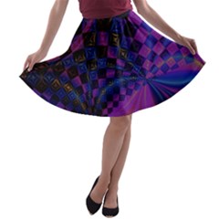 Background Silky Geometric Fractal A-line Skater Skirt by Wegoenart