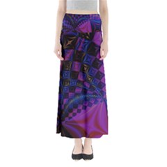 Background Silky Geometric Fractal Full Length Maxi Skirt by Wegoenart