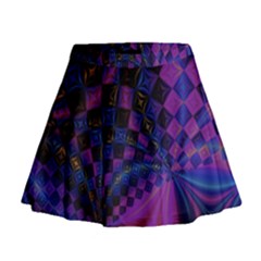 Background Silky Geometric Fractal Mini Flare Skirt by Wegoenart