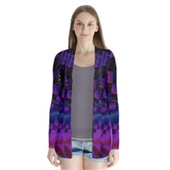 Background Silky Geometric Fractal Drape Collar Cardigan by Wegoenart