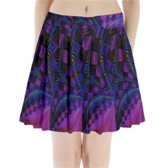 Background Silky Geometric Fractal Pleated Mini Skirt by Wegoenart