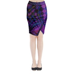 Background Silky Geometric Fractal Midi Wrap Pencil Skirt by Wegoenart