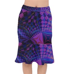 Background Silky Geometric Fractal Short Mermaid Skirt by Wegoenart