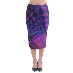 Background Silky Geometric Fractal Velvet Midi Pencil Skirt by Wegoenart