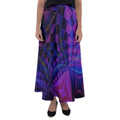 Background Silky Geometric Fractal Flared Maxi Skirt by Wegoenart