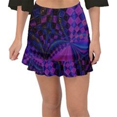 Background Silky Geometric Fractal Fishtail Mini Chiffon Skirt by Wegoenart