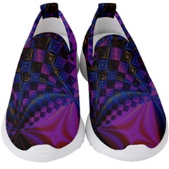 Background Silky Geometric Fractal Kids  Slip On Sneakers by Wegoenart