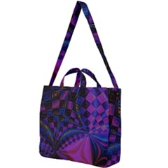 Background Silky Geometric Fractal Square Shoulder Tote Bag by Wegoenart