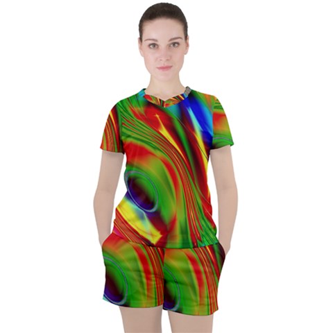 Artwork Digital Art Fractal Colors Women s Tee And Shorts Set by Wegoenart