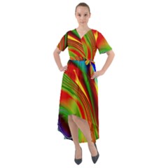 Artwork Digital Art Fractal Colors Front Wrap High Low Dress by Wegoenart