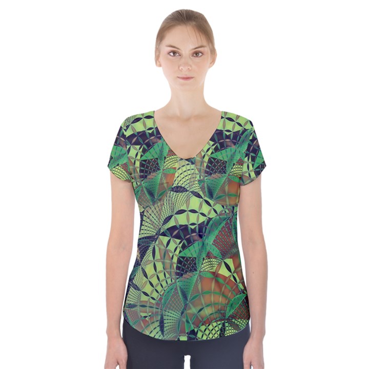 Design Background Concept Fractal Short Sleeve Front Detail Top