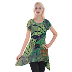 Design Background Concept Fractal Short Sleeve Side Drop Tunic by Wegoenart