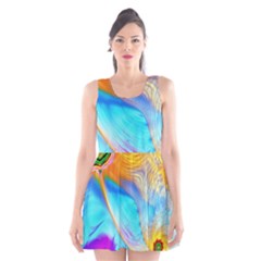 Artwork Digital Art Fractal Colors Scoop Neck Skater Dress by Wegoenart