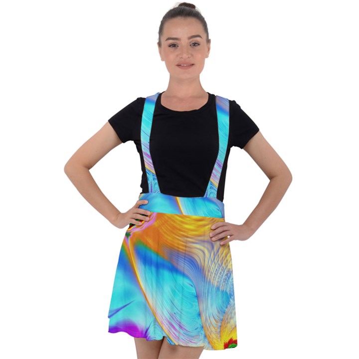 Artwork Digital Art Fractal Colors Velvet Suspender Skater Skirt