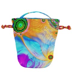 Artwork Digital Art Fractal Colors Drawstring Bucket Bag by Wegoenart