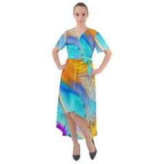 Artwork Digital Art Fractal Colors Front Wrap High Low Dress by Wegoenart