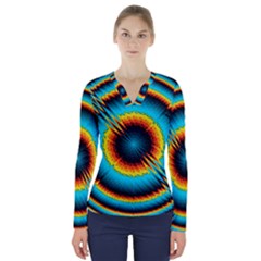 Art Artwork Fractal Digital Art V-neck Long Sleeve Top