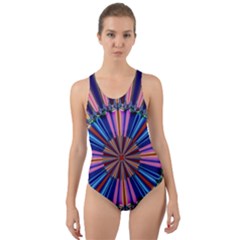 Artwork Fractal Geometrical Design Cut-out Back One Piece Swimsuit by Wegoenart