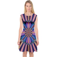 Artwork Fractal Geometrical Design Capsleeve Midi Dress by Wegoenart