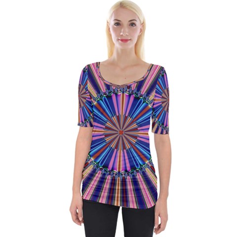 Artwork Fractal Geometrical Design Wide Neckline Tee by Wegoenart