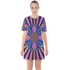 Artwork Fractal Geometrical Design Sixties Short Sleeve Mini Dress by Wegoenart