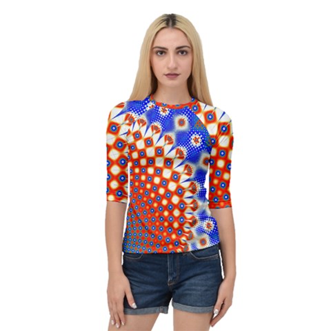 Digital Arts Fractals Futuristic Red Blue Quarter Sleeve Raglan Tee by Wegoenart