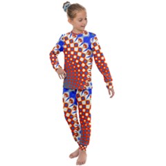 Digital Arts Fractals Futuristic Red Blue Kids  Long Sleeve Set  by Wegoenart