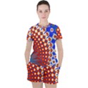 Digital Arts Fractals Futuristic Red Blue Women s Tee and Shorts Set View1