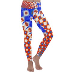 Digital Arts Fractals Futuristic Red Blue Kids  Lightweight Velour Classic Yoga Leggings by Wegoenart