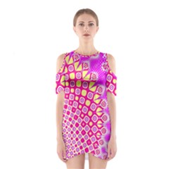 Digital Arts Fractals Futuristic Pink Shoulder Cutout One Piece Dress