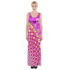 Digital Arts Fractals Futuristic Pink Thigh Split Maxi Dress