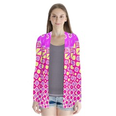 Digital Arts Fractals Futuristic Pink Drape Collar Cardigan