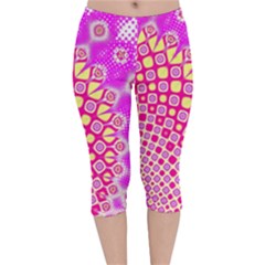 Digital Arts Fractals Futuristic Pink Velvet Capri Leggings 