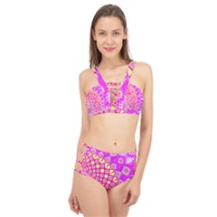 Digital Arts Fractals Futuristic Pink Cage Up Bikini Set