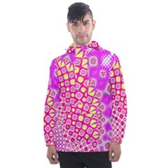 Digital Arts Fractals Futuristic Pink Men s Front Pocket Pullover Windbreaker