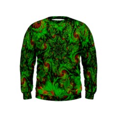 Art Artwork Fractal Digital Art  Green Kids  Sweatshirt by Wegoenart