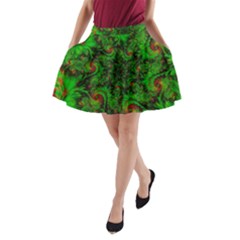 Art Artwork Fractal Digital Art  Green A-line Pocket Skirt by Wegoenart