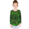 Art Artwork Fractal Digital Art  Green Kids  Long Sleeve Tee View1